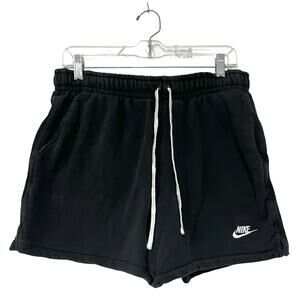Nike Club Fleece Shorts Mens Large Black Cotton Logo Athletic DX0731-010